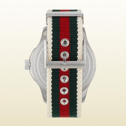 Gucci G Timeless White Dial Two Tone Nylon Strap Watch For Men - YA126231 Buy Now By Gucci