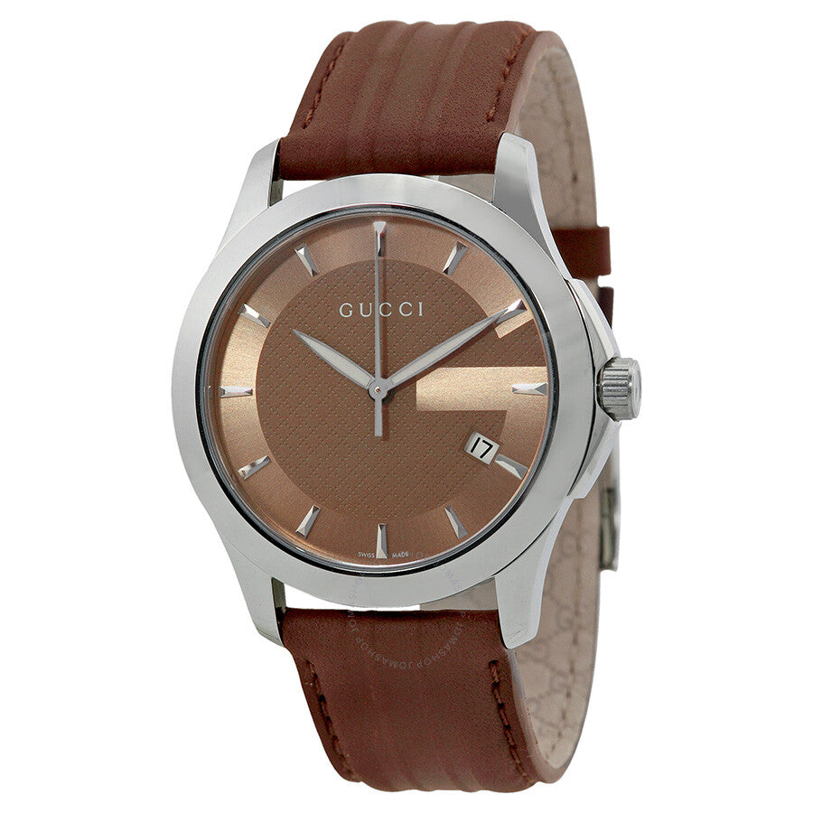 Gucci G Timeless Quartz Brown Dial Brown Rubber Strap Watch For Men - YA126403 Buy Now By Gucci