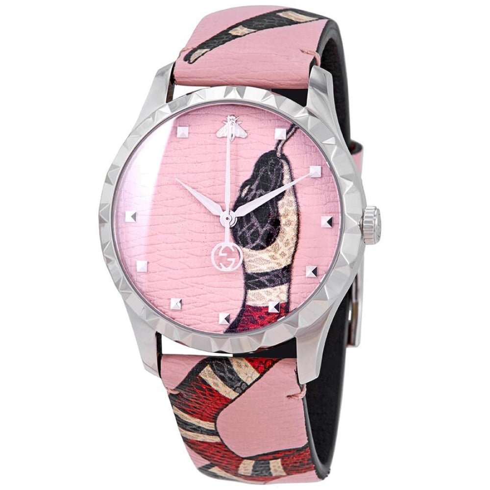 Gucci G Timeless Pink Dial Pink Leather Strap Watch For Women - YA1264083 Buy Now By Gucci
