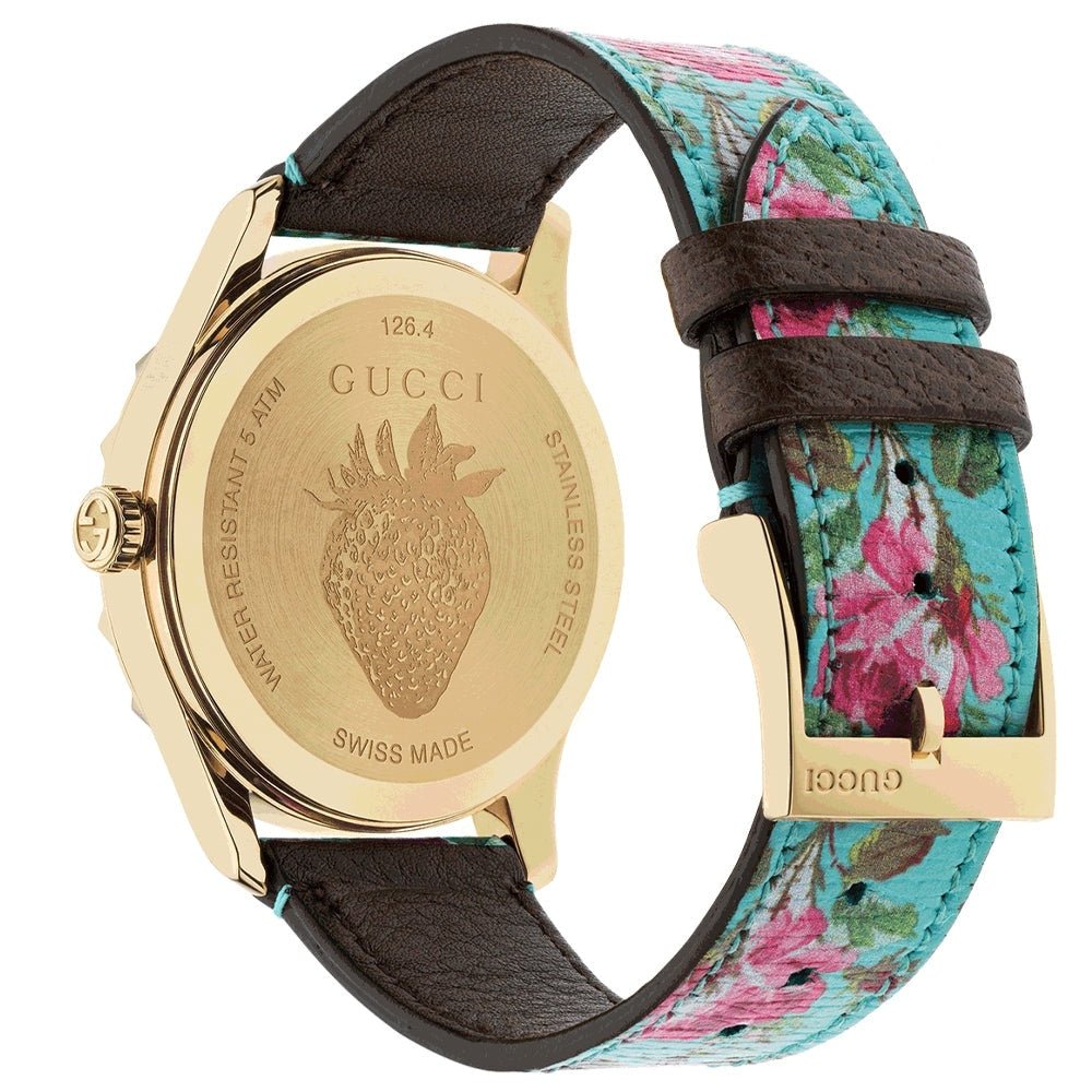 Gucci G Timeless Floral Turquoise Dial Turquoise Leather Strap Watch For Women - YA1264085 Buy Now By Gucci