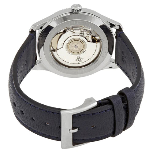 Gucci G Timeless Automatic Blue Dial Black Leather Strap Watch For Men - YA126347 Buy Now By Gucci