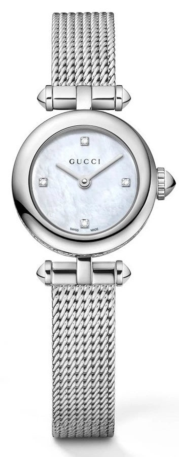Gucci Diamantissima Diamonds Mother of Pearl Dial Silver Mesh Bracelet Watch for Women - YA141512 Buy Now By Gucci