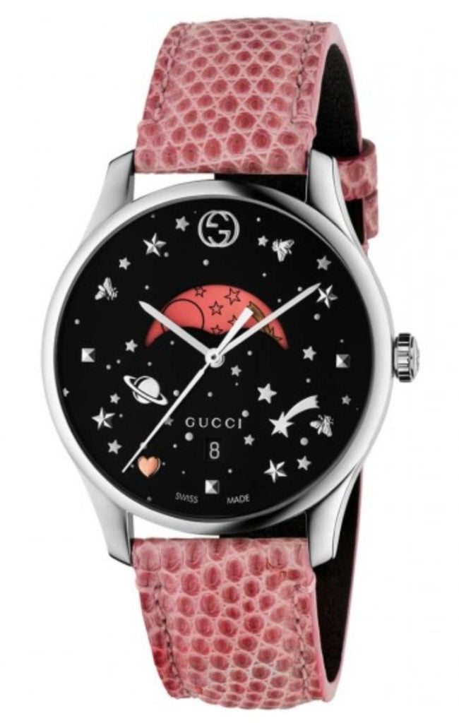 Gucci G-Timeless Moonphase Black Dial Pink Leather Strap Watch For Women - YA1264046 Buy Now By Gucci
