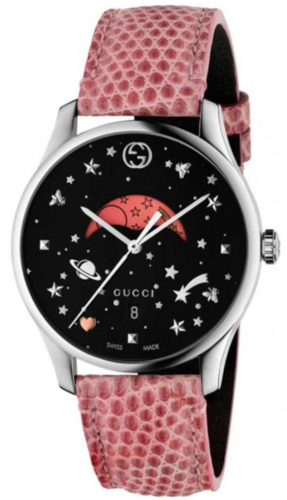 Gucci G-Timeless Moonphase Black Dial Pink Leather Strap Watch For Women - YA1264046 Buy Now By Gucci