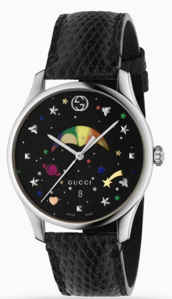 Gucci G-Timeless Moonphase Black Dial Black Leather Strap Watch For Men - YA1264045 Buy Now By Gucci