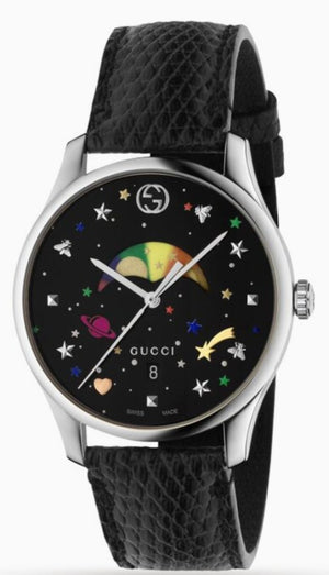 Gucci G-Timeless Moonphase Black Dial Black Leather Strap Watch For Men - YA1264045 Buy Now By Gucci