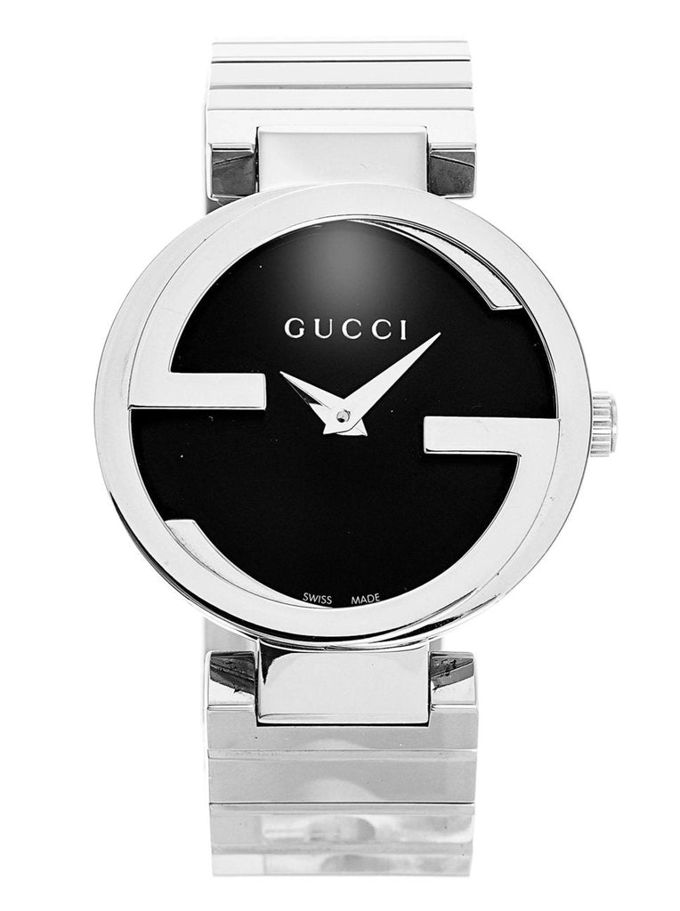 Gucci G Interlocking Black Dial Silver Steel Strap Watch For Women - YA133307 Buy Now By Gucci