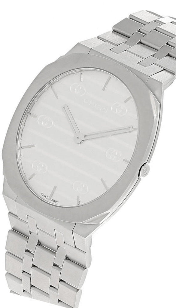 Gucci 25H Quartz Silver Dial Silver Steel Strap Unisex Watch - YA163407 Buy Now By Gucci