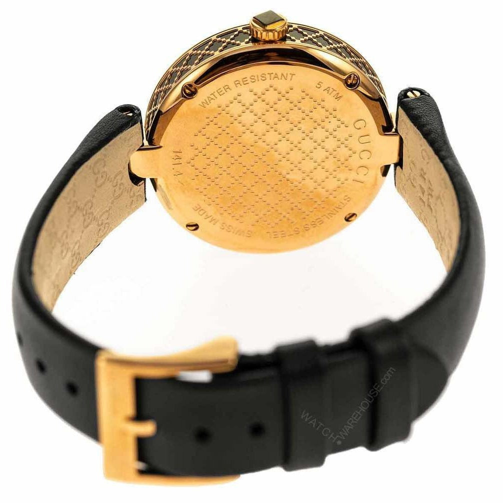 Gucci Diamantissima Quartz Black Dial Black Leather Strap Watch for Women - YA141401 Buy Now By Gucci