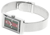 Gucci G Frame Red and Green Dial Silver Mesh Bracelet Watch For Women - YA147401 Buy Now By Gucci