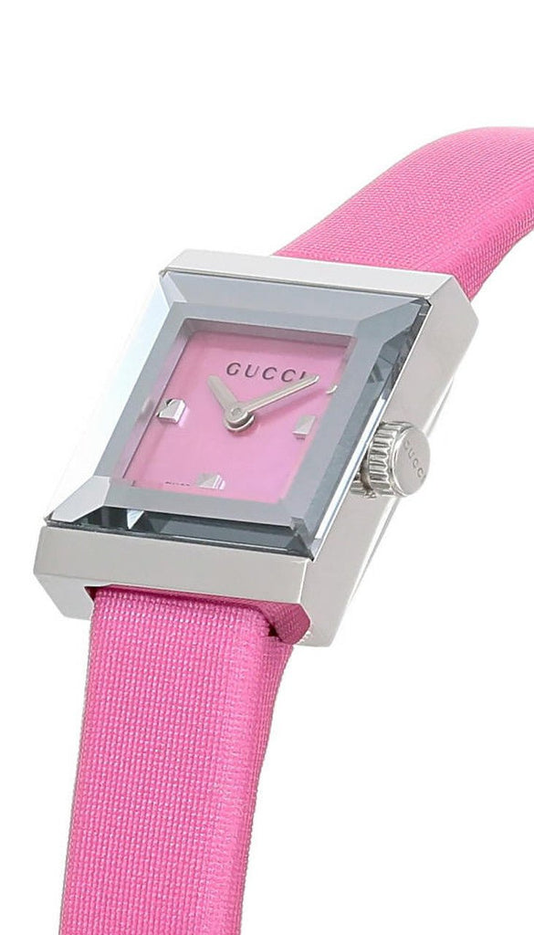 Gucci G-Frame Square Fuchsia Mother of Pearl Dial Fuchsia Leather Strap Watch For Women - YA128533 Buy Now By Gucci