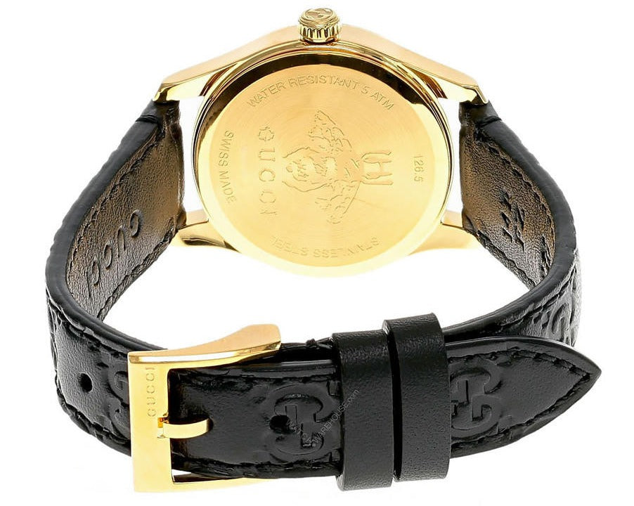 Gucci G Timeless Quartz Black Dial Black Leather Strap Watch For Women - YA126581A Buy Now By Gucci