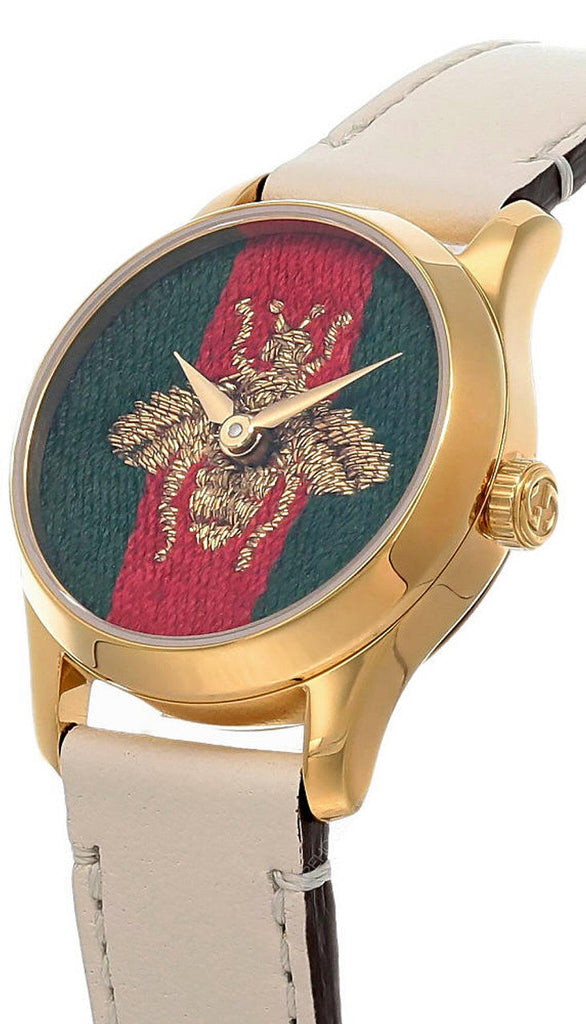 Gucci G Timeless Quartz Red & Green Dial Beige Leather Strap Watch For Women - YA1265009 Buy Now By Gucci