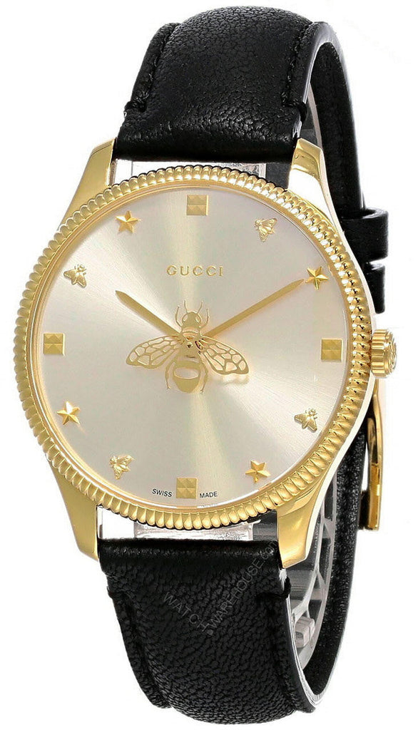 Gucci G Timeless Quartz Silver Dial Black Leather Strap Watch For Women - YA1264181 Buy Now By Gucci