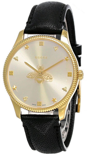Gucci G Timeless Quartz Silver Dial Black Leather Strap Watch For Women - YA1264181 Buy Now By Gucci