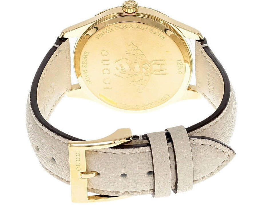 Gucci G Timeless Quartz Gold Dial Beige Leather Strap Watch For Women - YA1264180 Buy Now By Gucci