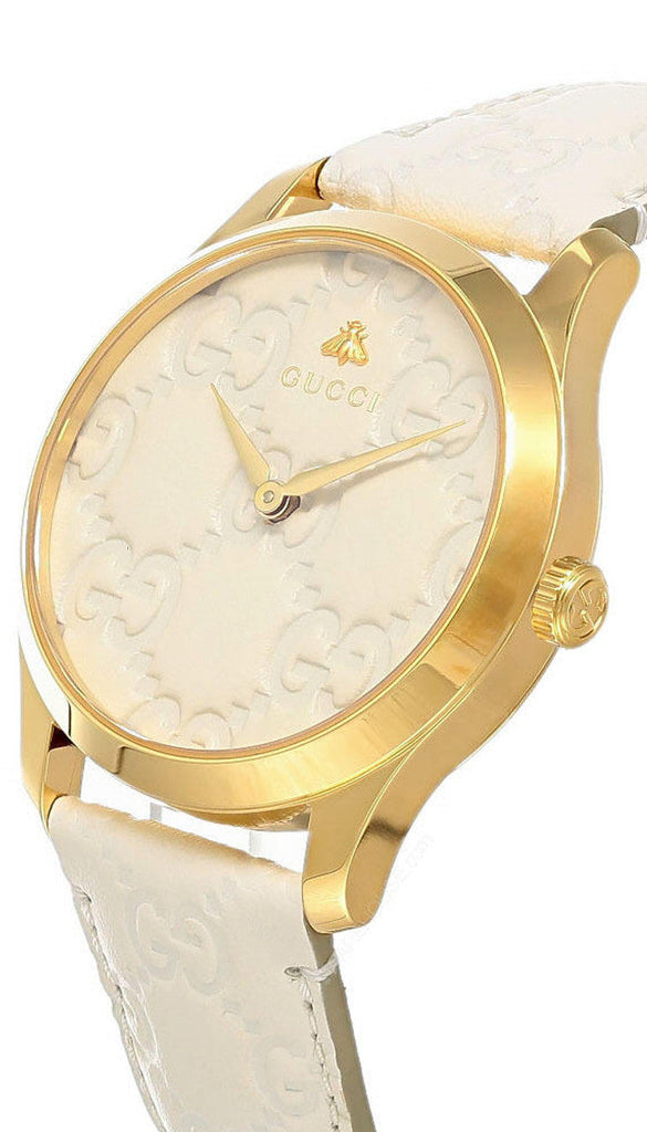 Gucci G Timeless Quartz White Dial White Leather Strap Watch For Women - YA1264033A Buy Now By Gucci
