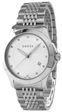 Gucci G Timeless Diamonds Silver Dial Silver Steel Strap Watch For Men - YA126404 Buy Now By Gucci