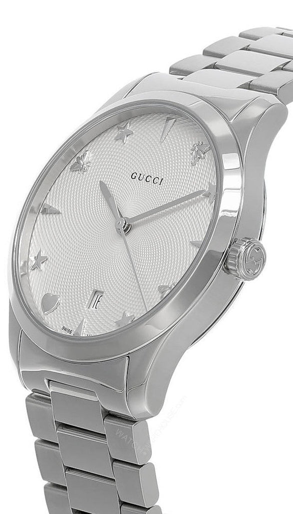 Gucci G Timeless White Dial Silver Steel Strap Watch For Women - YA1264028A Buy Now By Gucci
