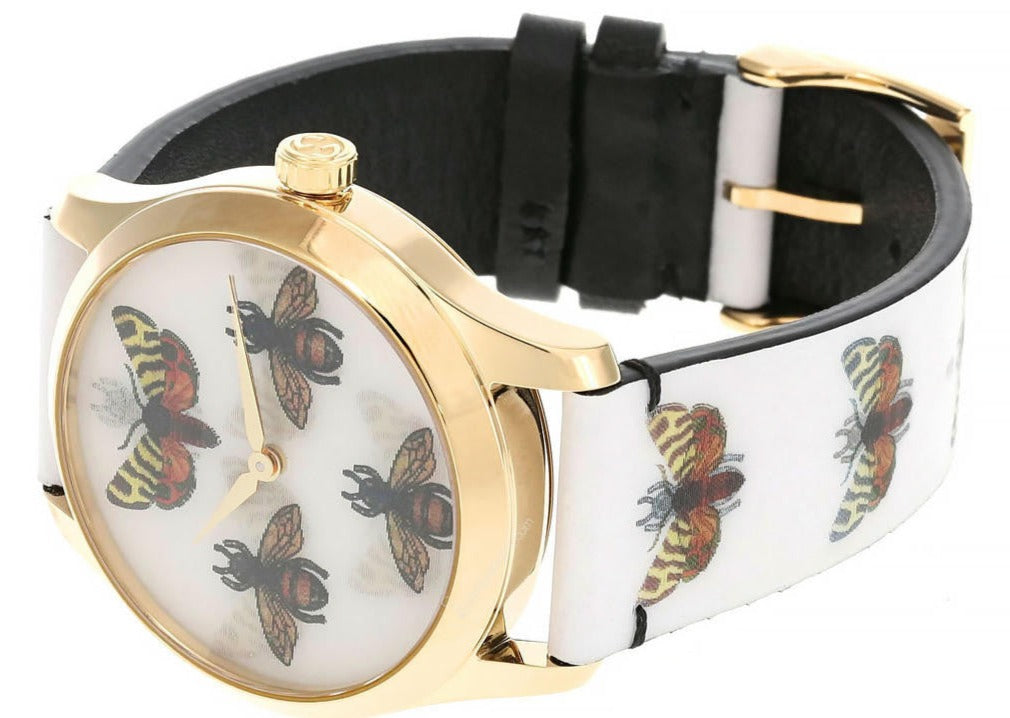 Gucci G Timeless Quartz White Dial White Leather Strap Watch For Women - YA1264109 Buy Now By Gucci