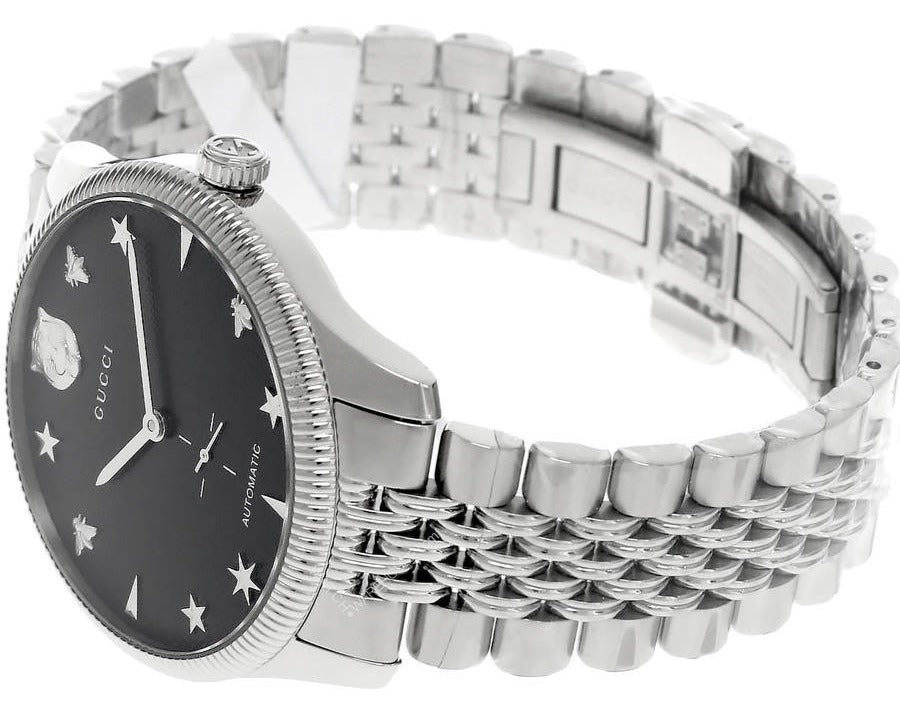 Gucci G Timeless Automatic Black Dial Silver Steel Strap Watch For Men - YA126353 Buy Now By Gucci