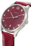 Gucci G-Timeless Mother of Pearl Red Dial Red Leather Strap Watch For Women - YA1264041 Buy Now By Gucci