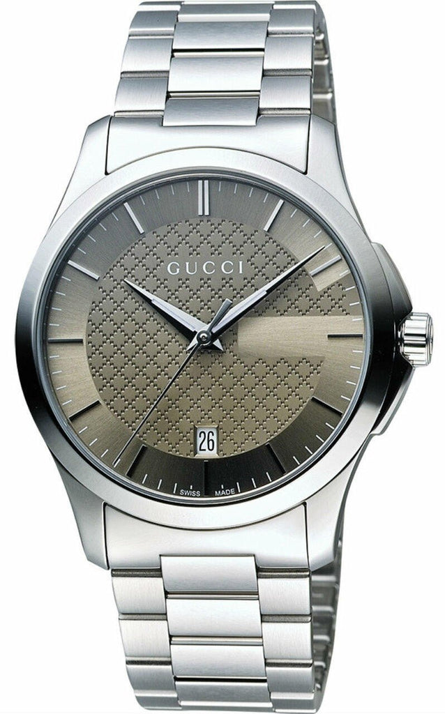 Gucci G Timeless Brown Dial Silver Steel Strap Watch For Men - YA126445 Buy Now By Gucci