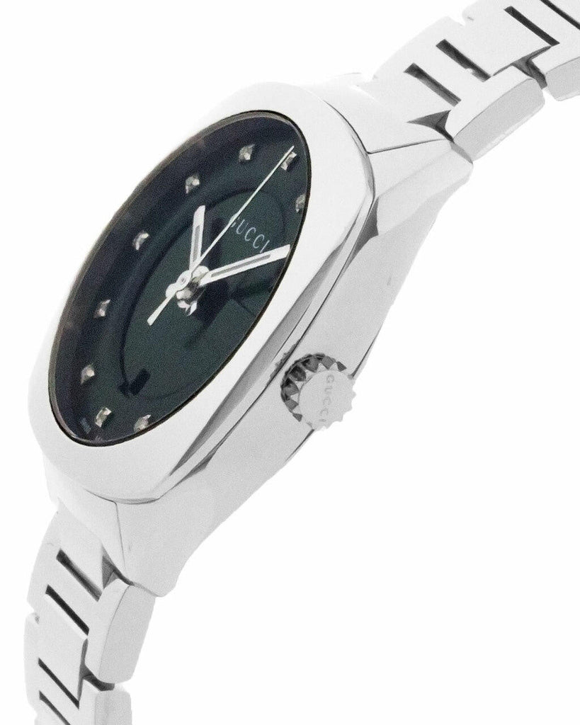 Gucci GG2570 Diamonds Black Dial Silver Steel Strap Watch For Women - YA142503 Buy Now By Gucci