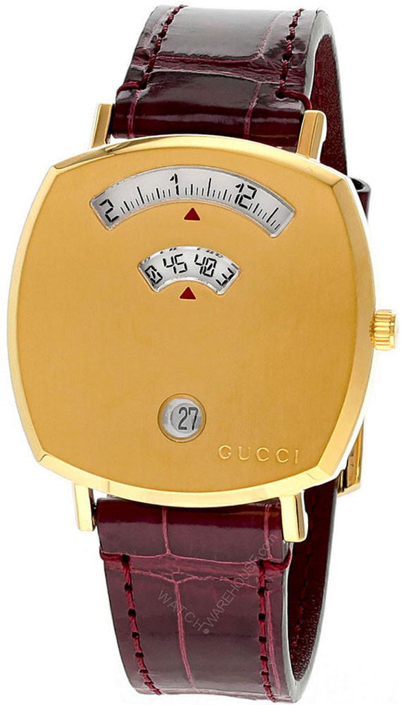 Gucci Grip Quartz Gold Dial Maroon Leather Strap Watch For Women - YA157402 Buy Now By Gucci
