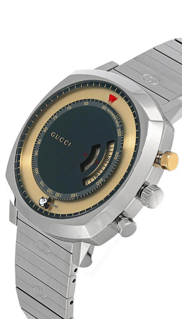 Gucci Grip Chronograph Disney Black Dial Silver Steel Strap Watch For Men - YA157307 Buy Now By Gucci