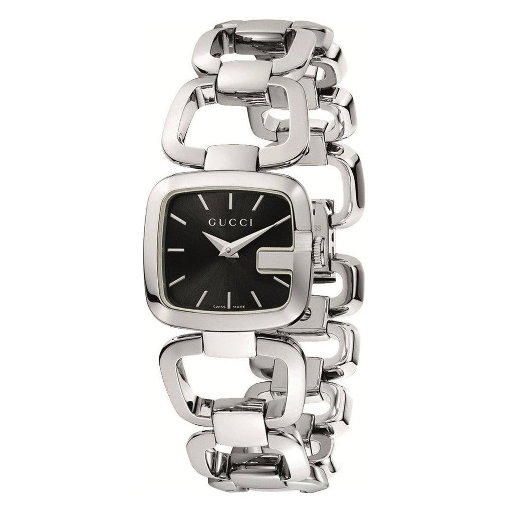 Gucci G Gucci Diamonds Black Dial Silver Steel Strap Watch For Women - YA125406 Buy Now By Gucci