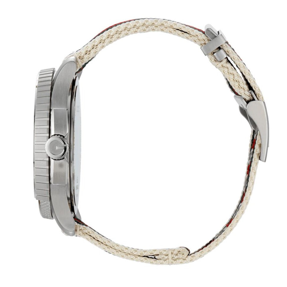 Gucci G Timeless White Dial Two Tone Nylon Strap Watch For Men - YA126231 Buy Now By Gucci
