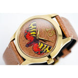 Gucci G Timeless Butterfly Brown Dial Brown Leather Strap Watch For Women - YA1264063 Buy Now By Gucci