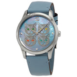 Gucci G Timeless Quartz Mother of Pearl Dial Blue Leather Strap Watch For Women - YA1264124 Buy Now By Gucci