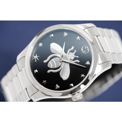 Gucci G Timeless Quartz Black Dial Silver Steel Strap Watch For Women - YA1264136 Buy Now By Gucci
