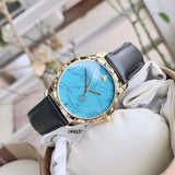 Gucci G Timeless Turquoise Blue Dial Black Leather Strap Watch For Men - YA126462 Buy Now By Gucci