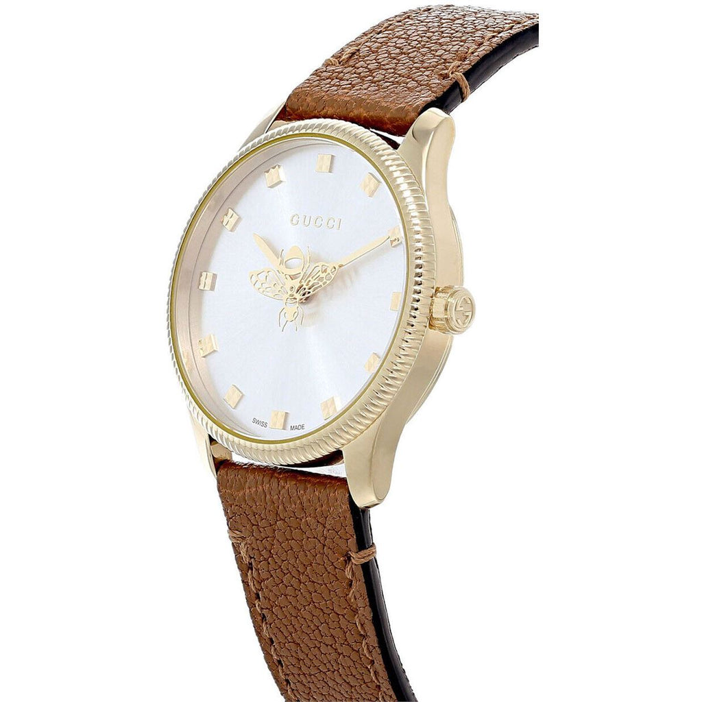 Gucci G Timeless Quartz Silver Dial Brown Leather Strap Watch For Women - YA1265022 Buy Now By Gucci