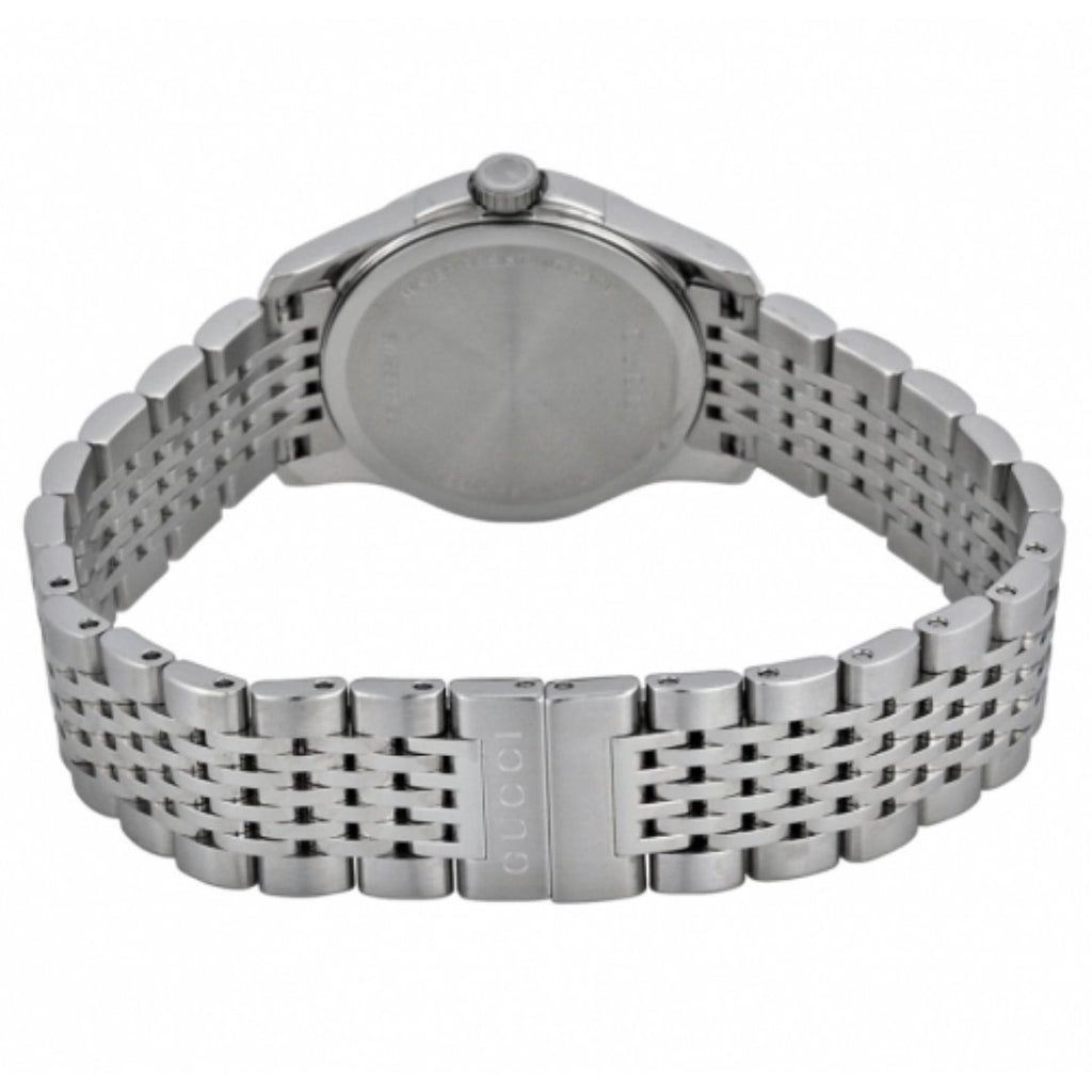 Gucci G Timeless Diamonds Mother of Pearl Black Dial Silver Steel Strap Watch For Women - YA126505 Buy Now By Gucci