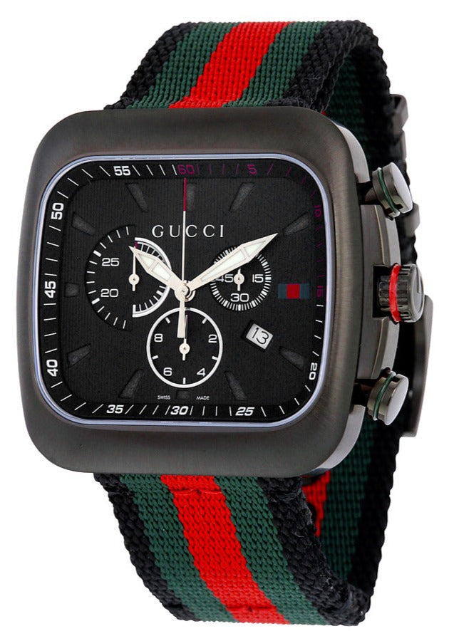 Gucci Coupe Chronograph Quartz Black Two Tone NATO Strap Watch For Men - YA131202 Buy Now By Gucci