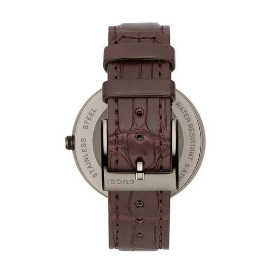 Gucci Interlocking G 18K Gold Black Dial Brown Leather Strap Watch For Women - YA133304 Buy Now By Gucci