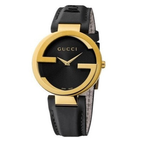 Gucci Interlocking G Grammy Special Edition Black Dial Black Leather Strap Watch for Women - YA133312 Buy Now By Gucci