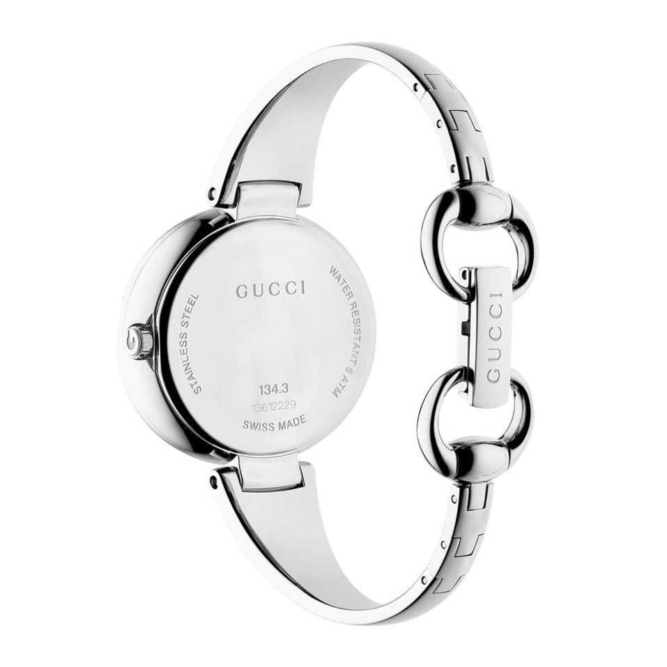 Gucci Guccissima Diamonds Mother of Pearl Dial Silver Steel Strap Watch For Women - YA134303 Buy Now By Gucci