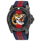 Gucci Dive Tiger Blue and Red Dial Blue Red Blue Nylon Strap Watch For Men - YA136215 Buy Now By Gucci
