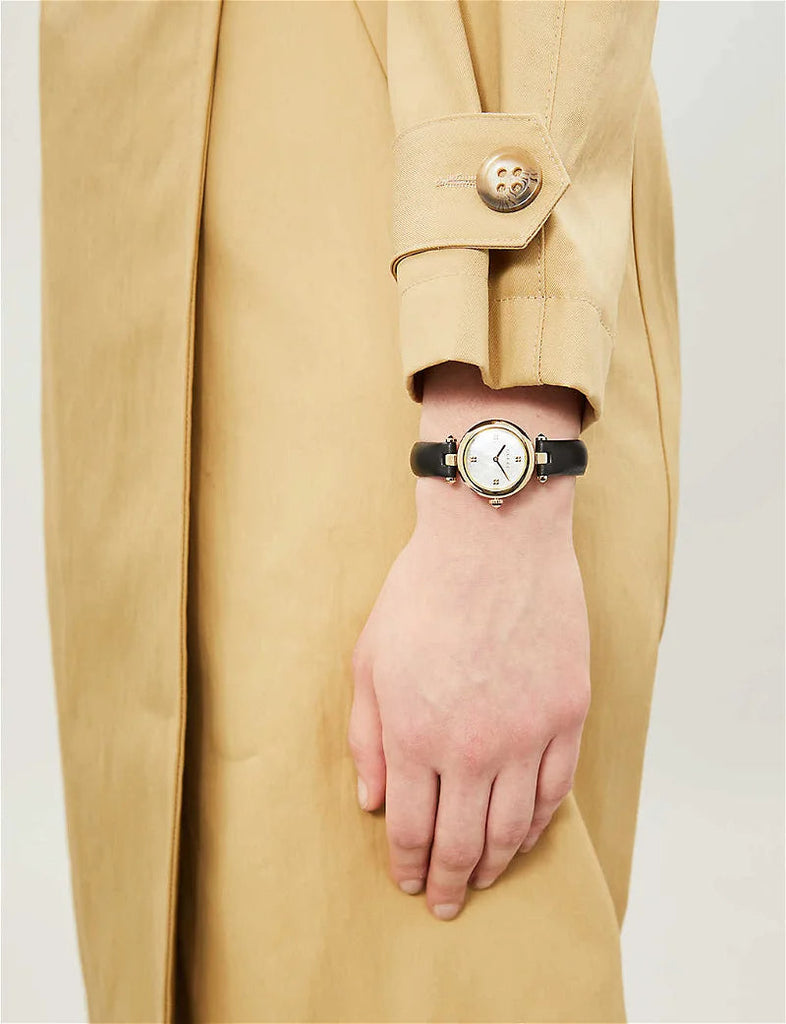 Gucci Diamantissima Mother of Pearl Dial Black Leather Strap Watch For Women - YA141505 Buy Now By Gucci