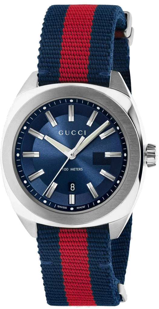 Gucci GG2570 Quartz Blue Dial Blue & Red Nylon Strap Watch For Men - YA142304 Buy Now By Gucci