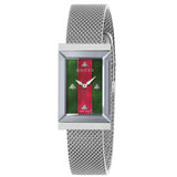 Gucci G Frame Red and Green Dial Silver Mesh Bracelet Watch For Women - YA147401 Buy Now By Gucci
