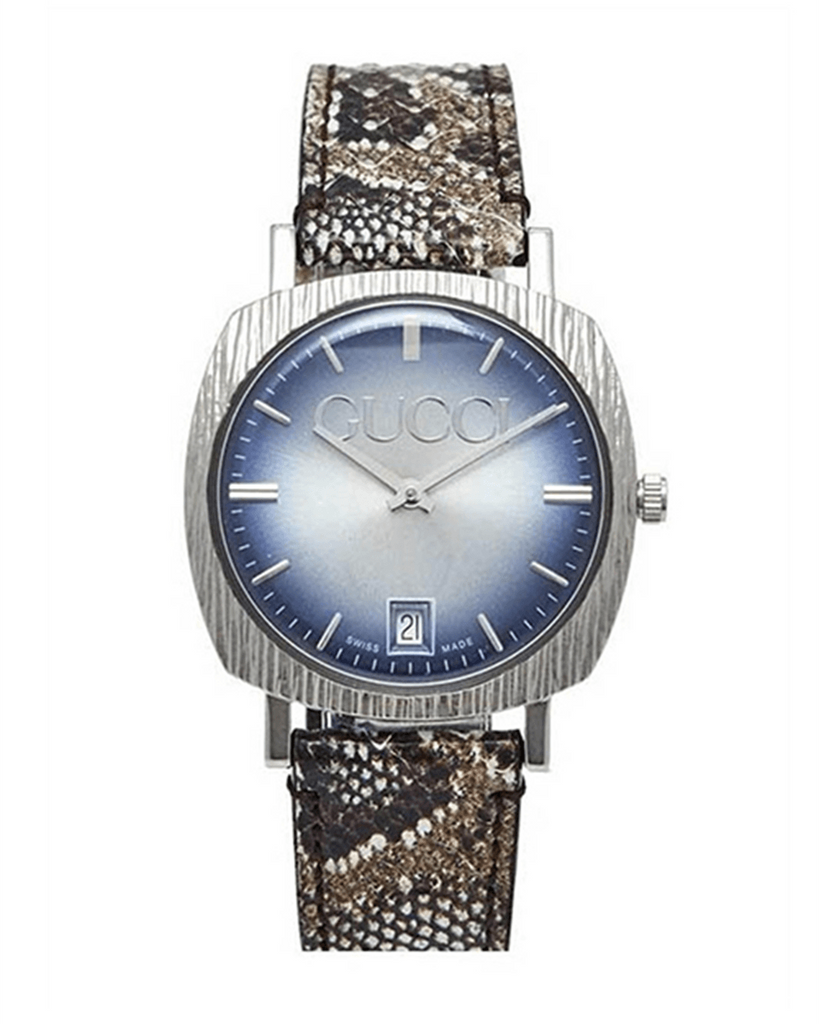 Gucci Grip Vintage Blue Dial Snakeskin Brown Leather Strap Watch for Women - YA152401 Buy Now By Gucci