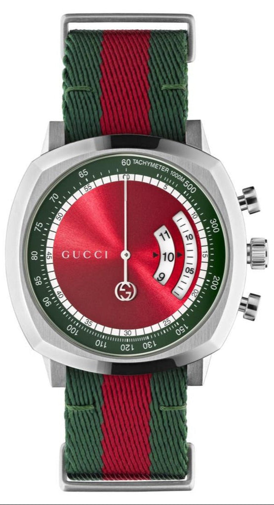 Gucci Grip Quartz Chronograph Red Dial Two Tone NATO Strap Watch for Men - YA157304 Buy Now By Gucci