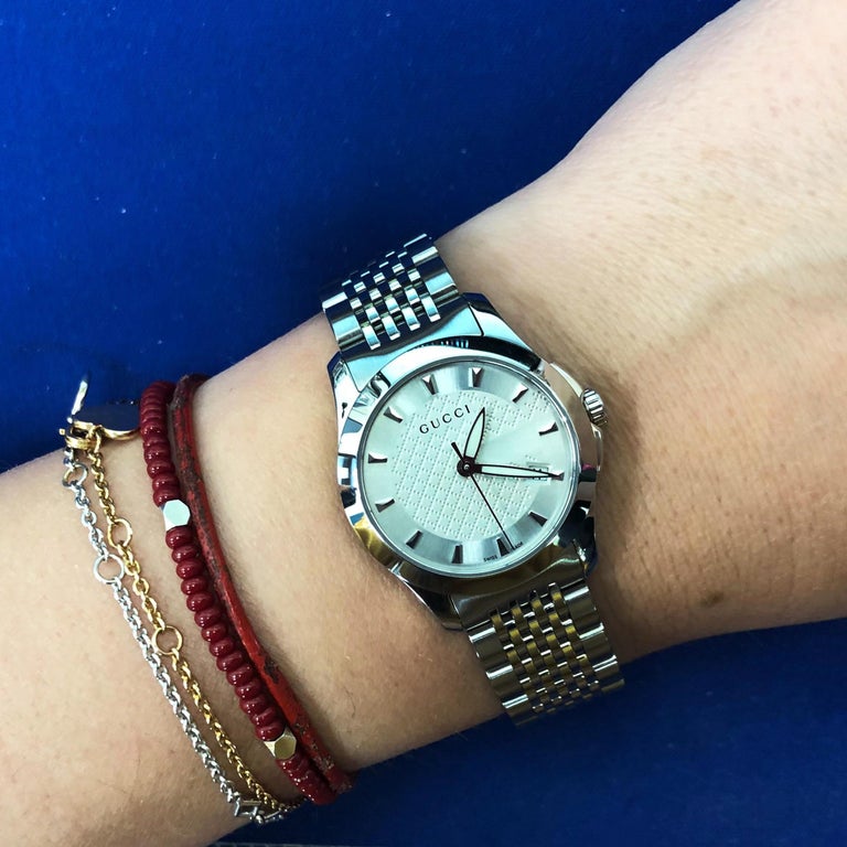 Gucci G Timeless Silver Dial Silver Steel Strap Watch For Women - YA126501 Buy Now By Gucci