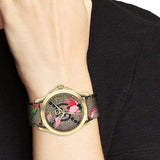 Gucci G Timeless Floral Brown Dial Brown Leather Strap Watch For Women - YA1264038 Buy Now By Gucci